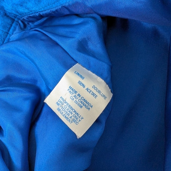 Danier Genuine Leather 2 Piece Skirt Set Suede Royal Blue Matching Pencil High - Picture 10 of 14